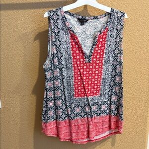 Lucky Brand Red and Black Sleeveless Blouse
